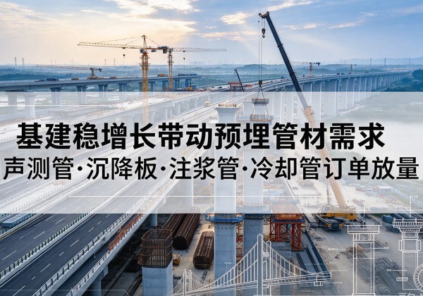 天台基建稳增长带动预埋监测管材需求，声测管、沉降板、注浆管订单持续放量